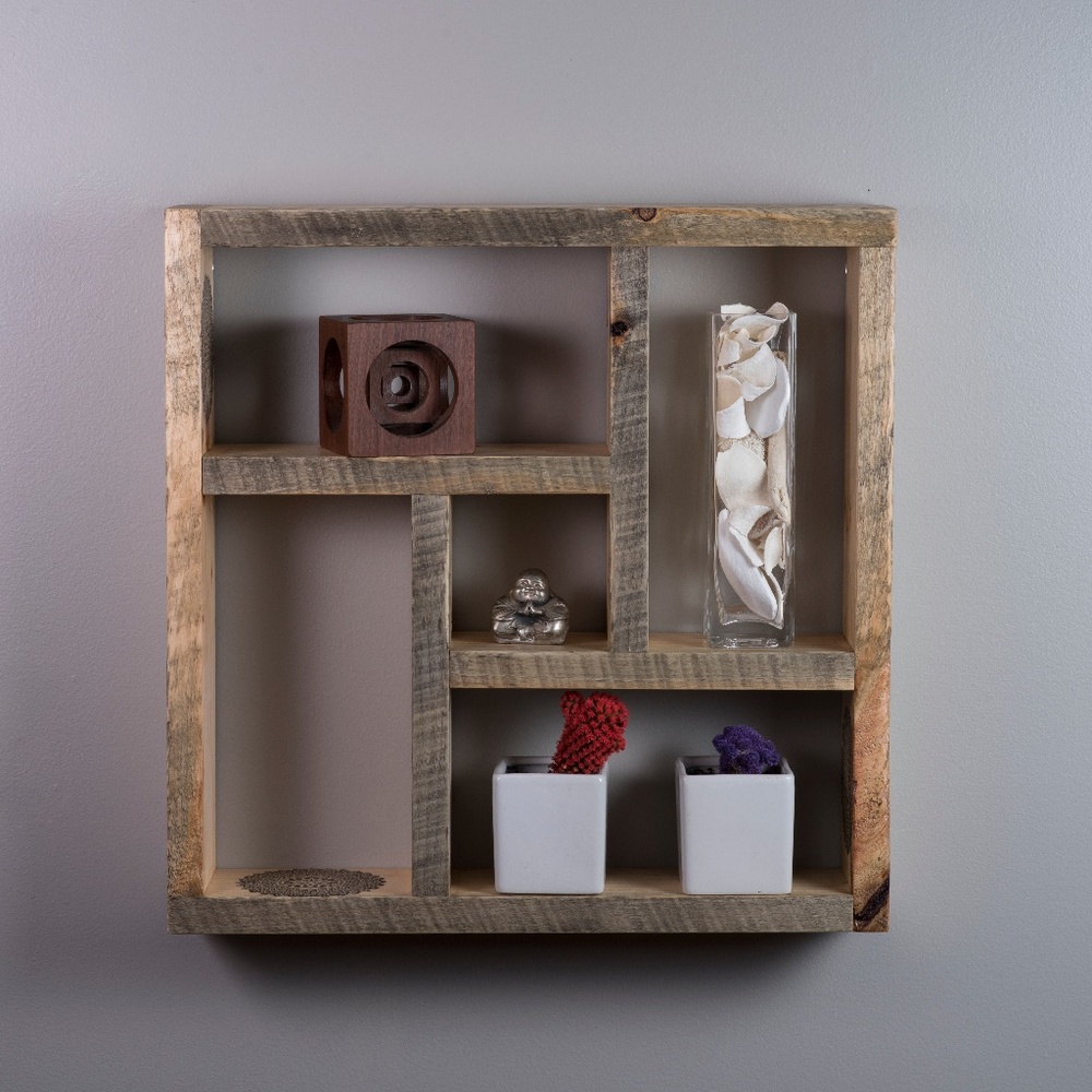 Floating Square Wooden Shelves